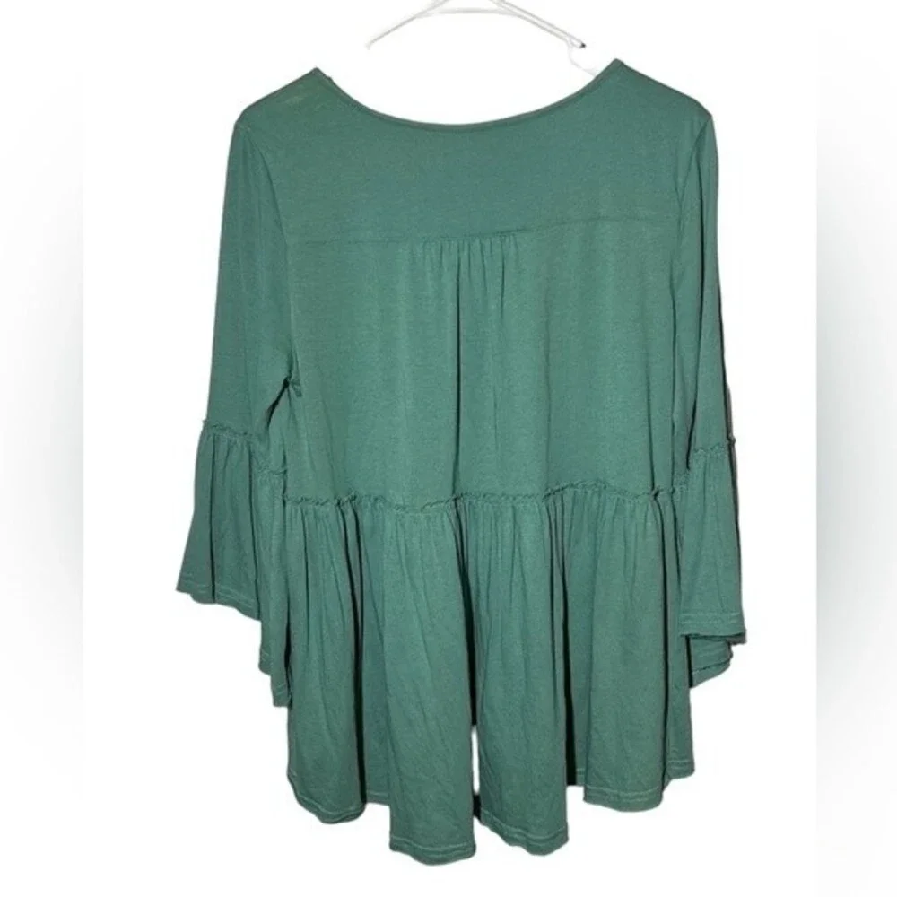 Green Laurie Felt Bohemian Knit Top Keyhole Neck Size M - Picture 3 of 4